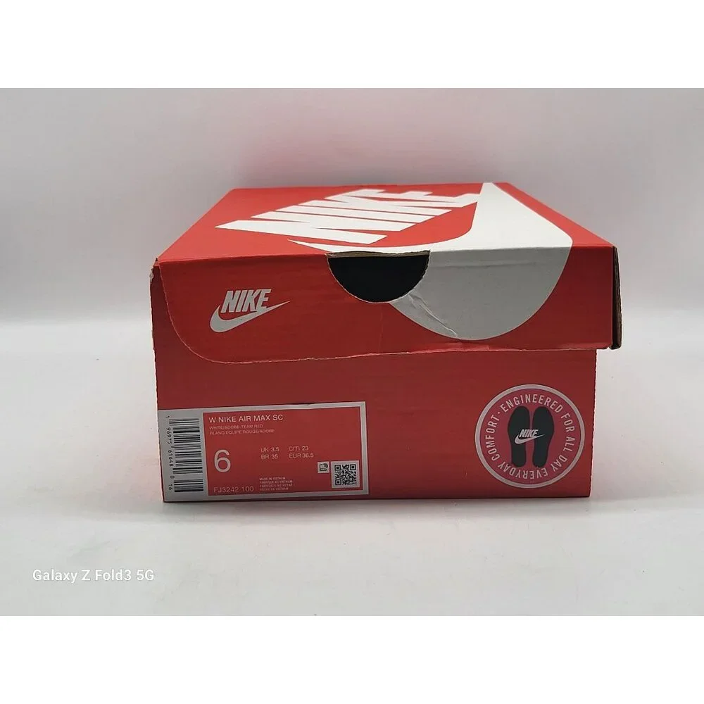 Nike Air Max SC Womens Size 6 White Black Red Athletic Shoes FJ3242 100‎